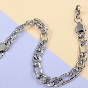- Unisex 8.2 mm Figaro Bracelet in Stainless Steel 8” 18.80 grams